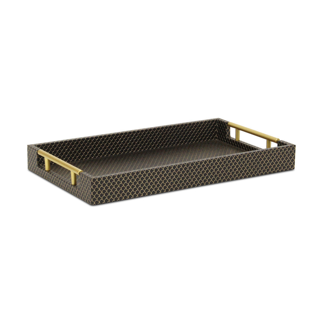 16" Black And Gold Geometric Print Handmade Serving Tray - Loft&Timber