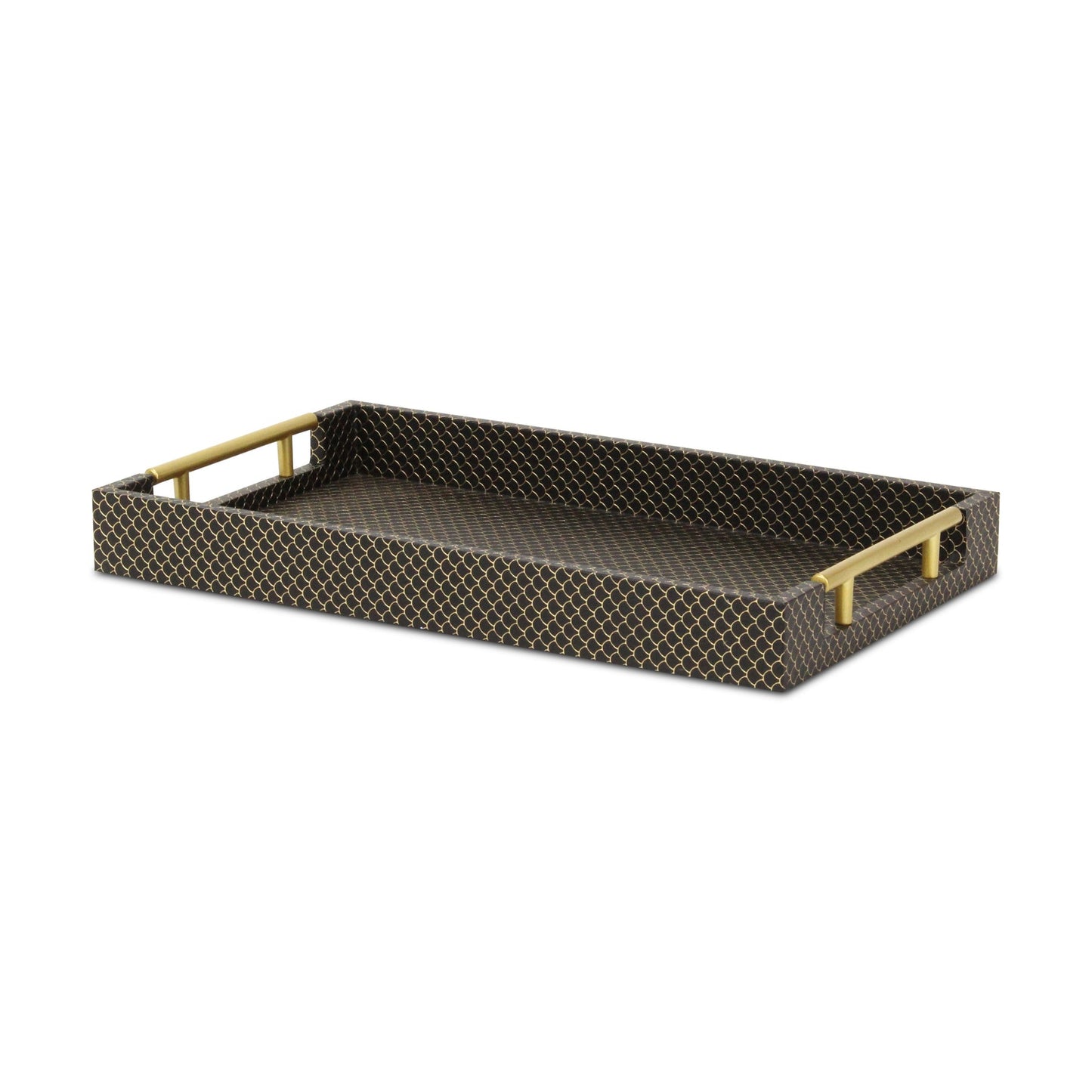 16" Black And Gold Geometric Print Handmade Serving Tray - Loft&Timber