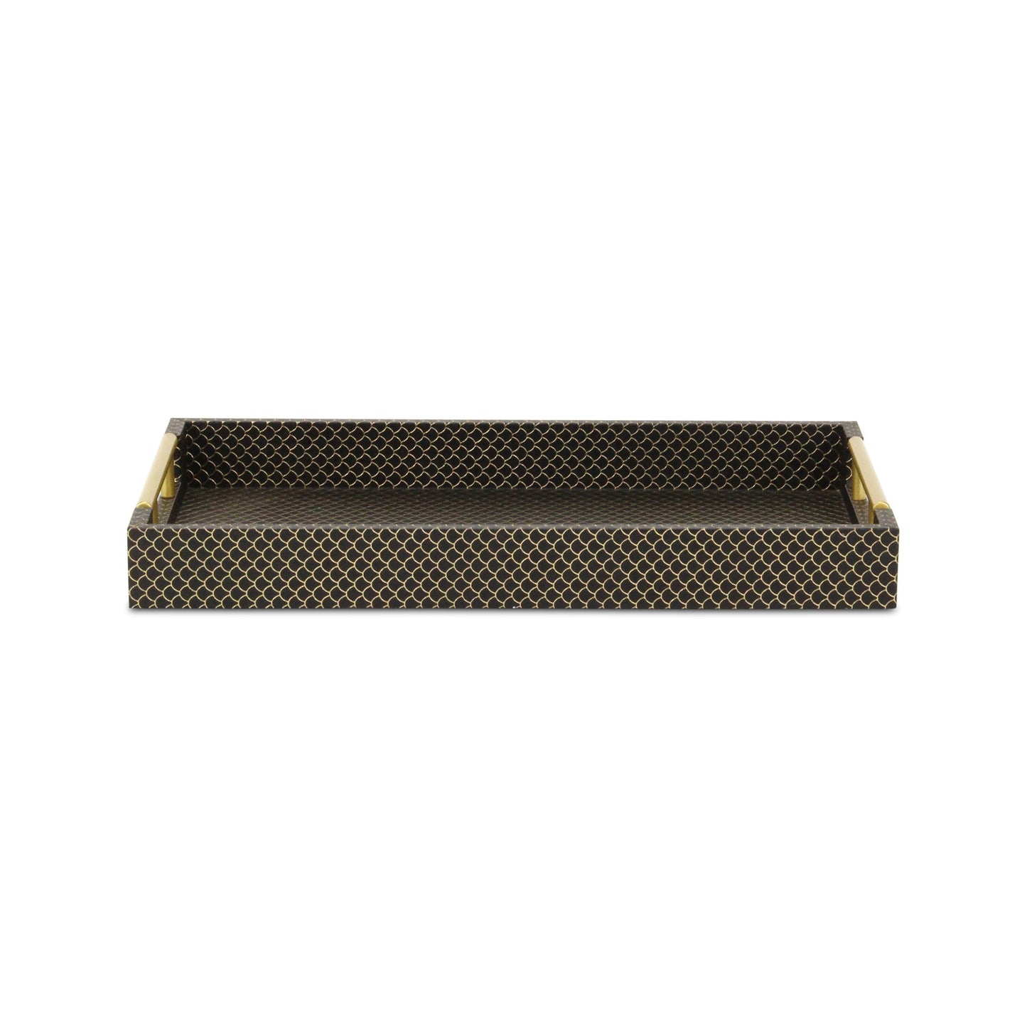16" Black And Gold Geometric Print Handmade Serving Tray - Loft&Timber