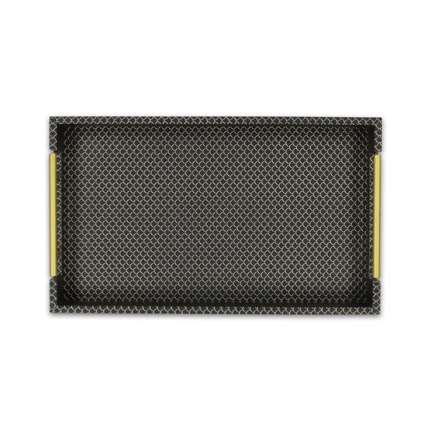 16" Black And Gold Geometric Print Handmade Serving Tray - Loft&Timber