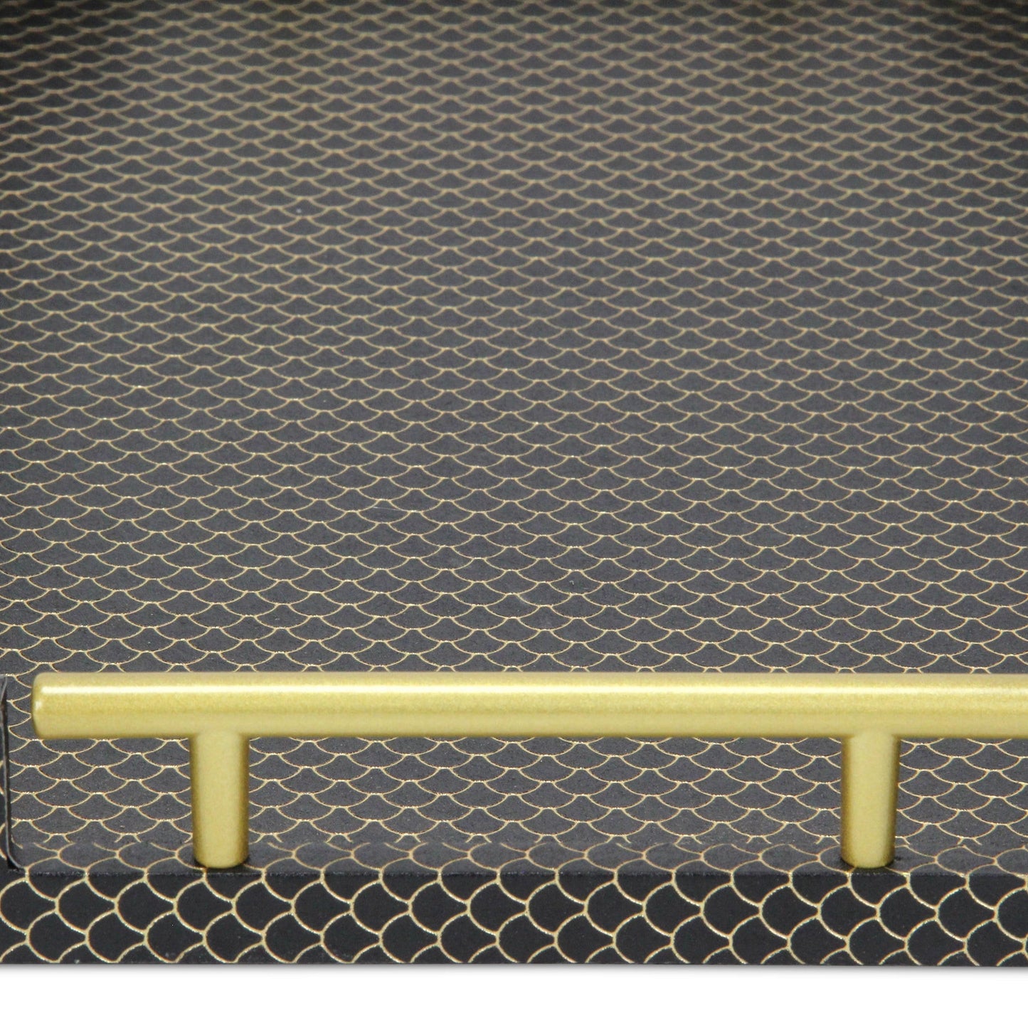 16" Black And Gold Geometric Print Handmade Serving Tray - Loft&Timber