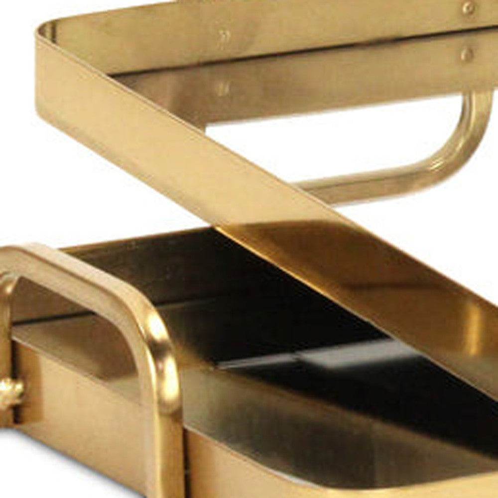 Set of Two Gold And Mirrored Glass Handmade Serving Trays - Loft&Timber