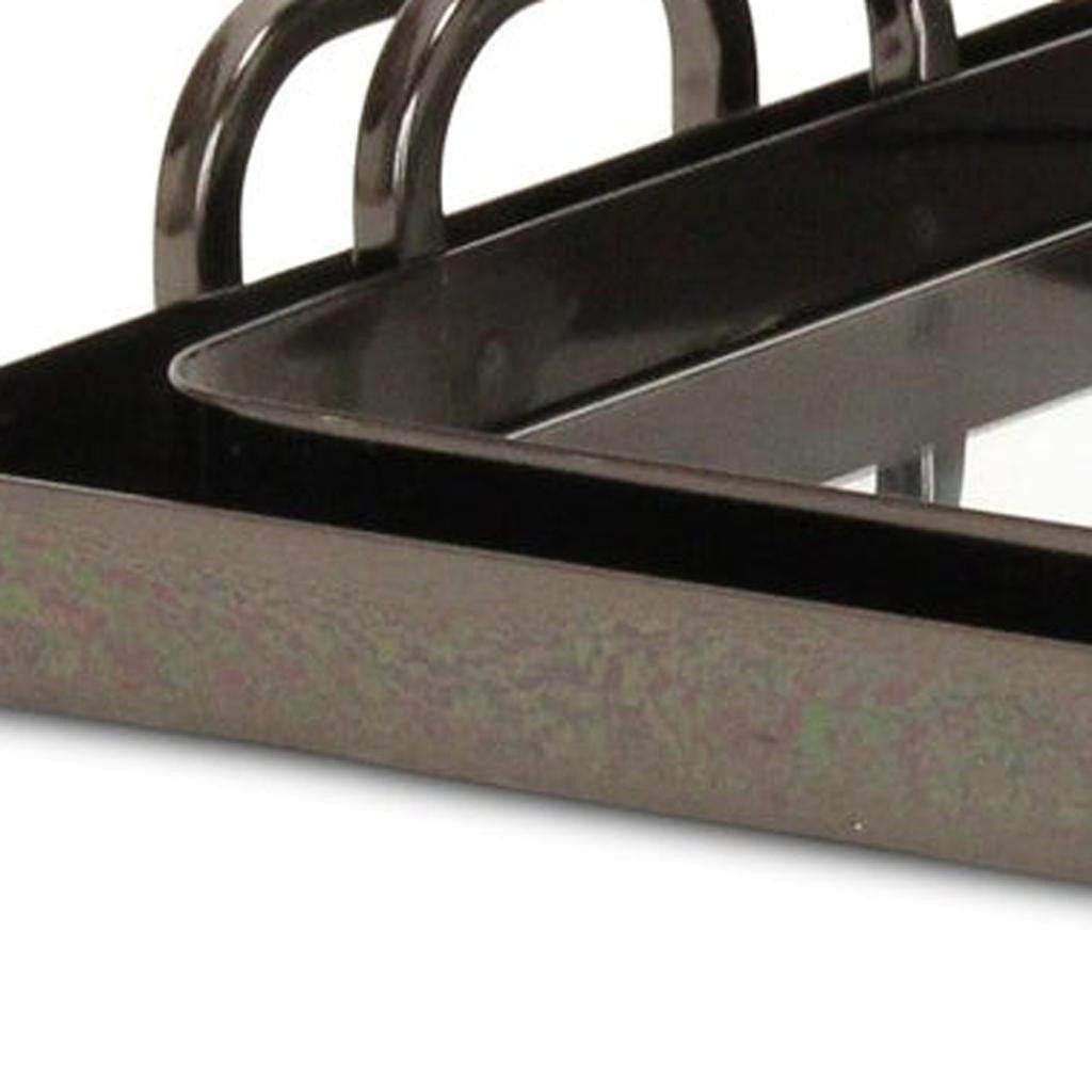 Set of Two Pewter Aluminum And Mirrored Glass Handmade Serving Trays - Loft&Timber