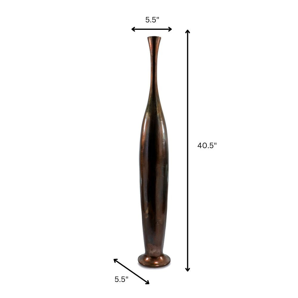 41" Burnished Brown Aluminum Floor Vase - Loft&Timber