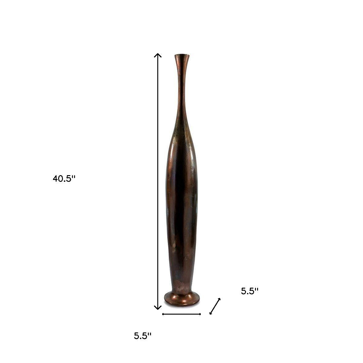 41" Burnished Brown Aluminum Floor Vase - Loft&Timber