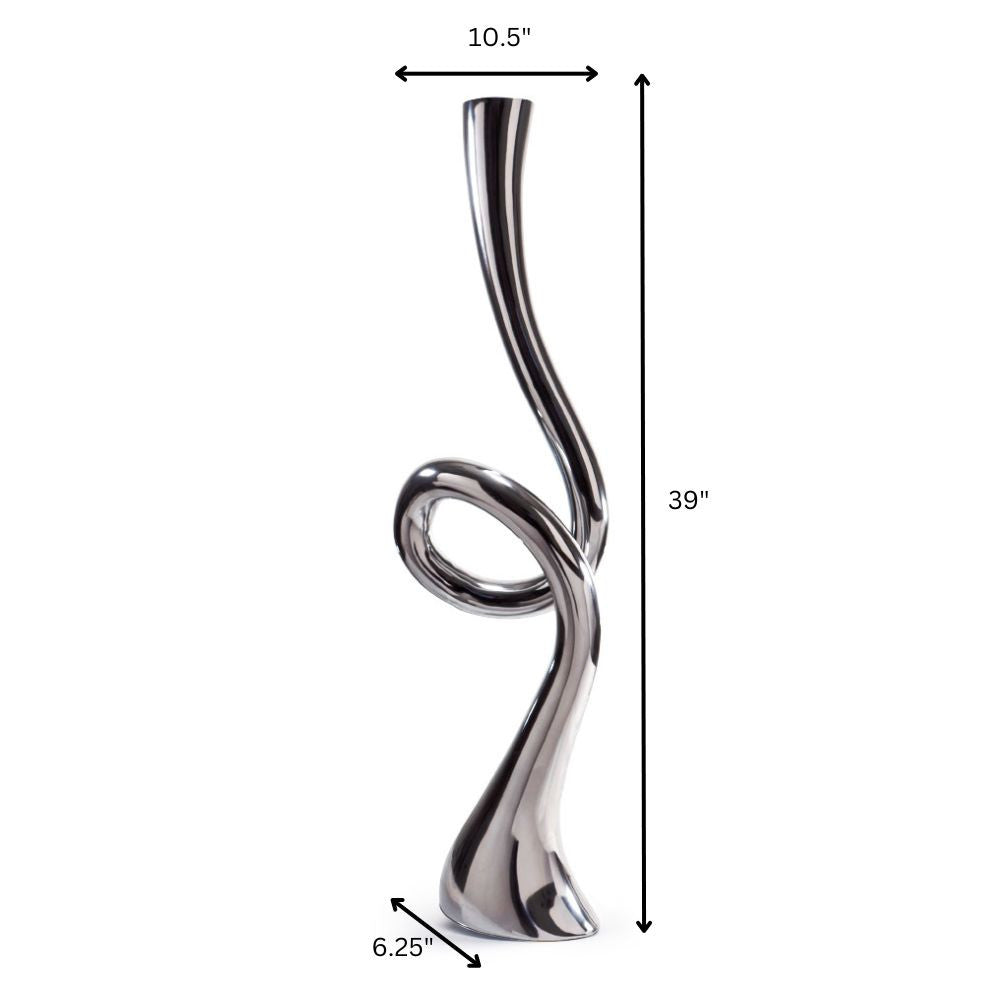 39" Silver Trumpet Aluminum Floor Vase - Loft&Timber