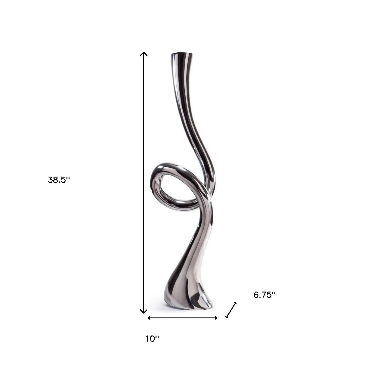 39" Silver Trumpet Aluminum Floor Vase - Loft&Timber