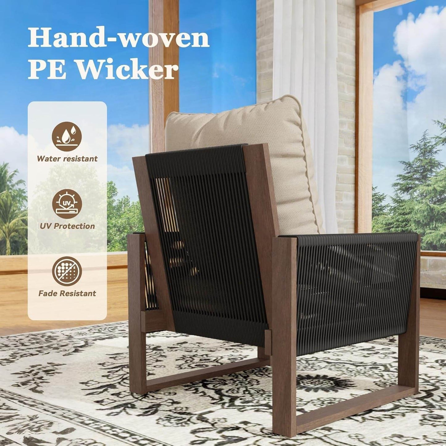 Wooden Outdoor Furniture Set with Comfortable Wicker Chairs - Loft&Timber