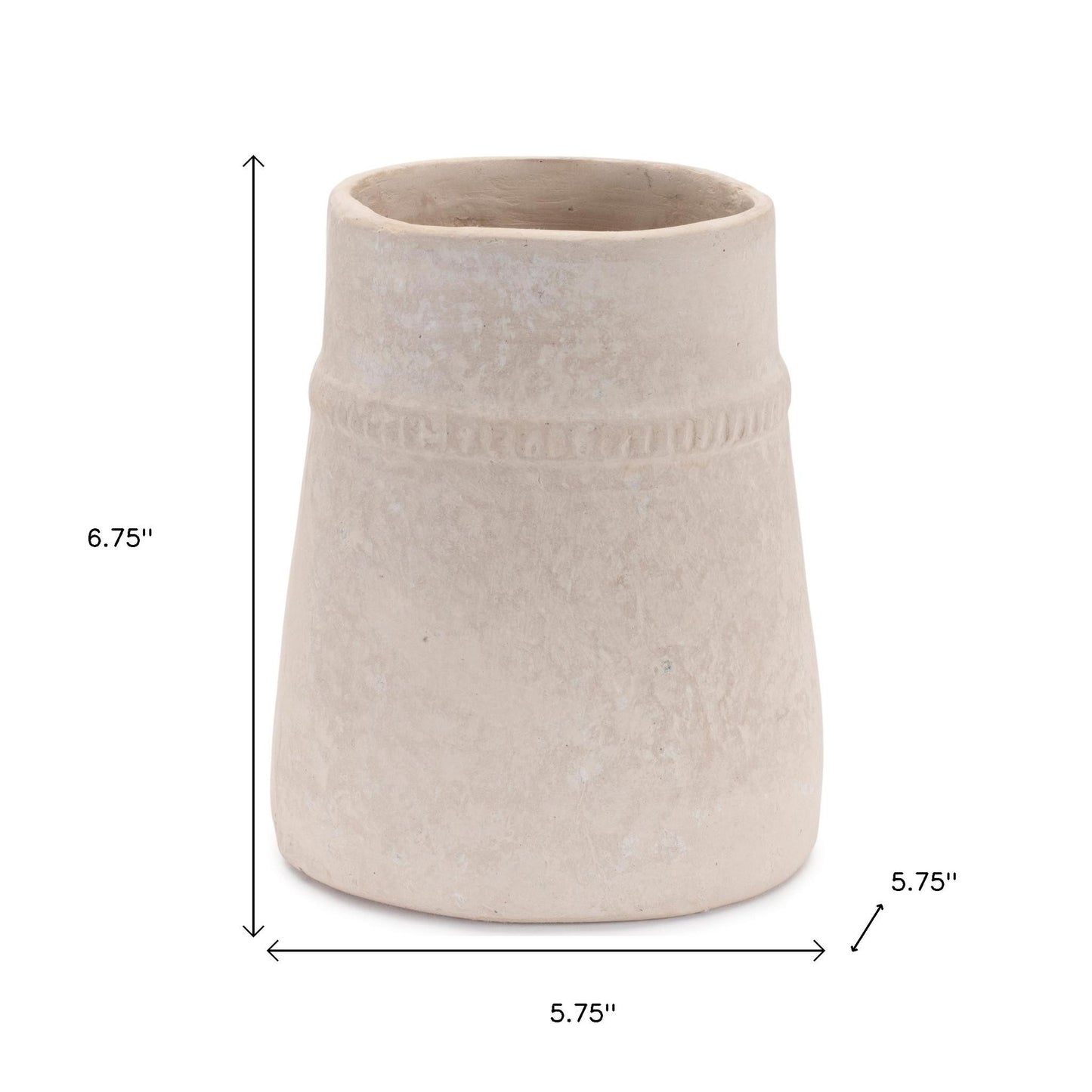 7" Beige Round Resin Table Vase - Loft&Timber