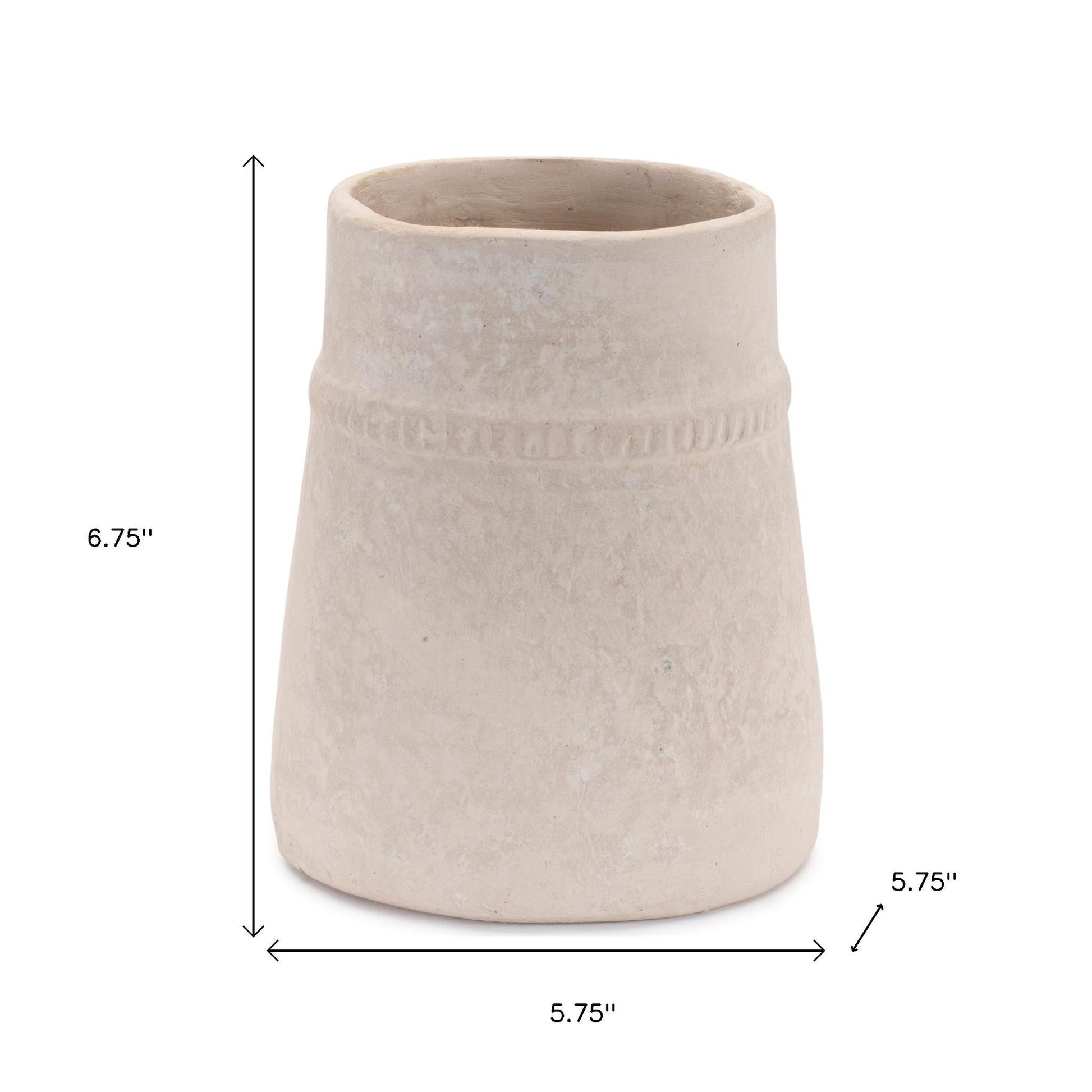 7" Beige Round Resin Table Vase - Loft&Timber