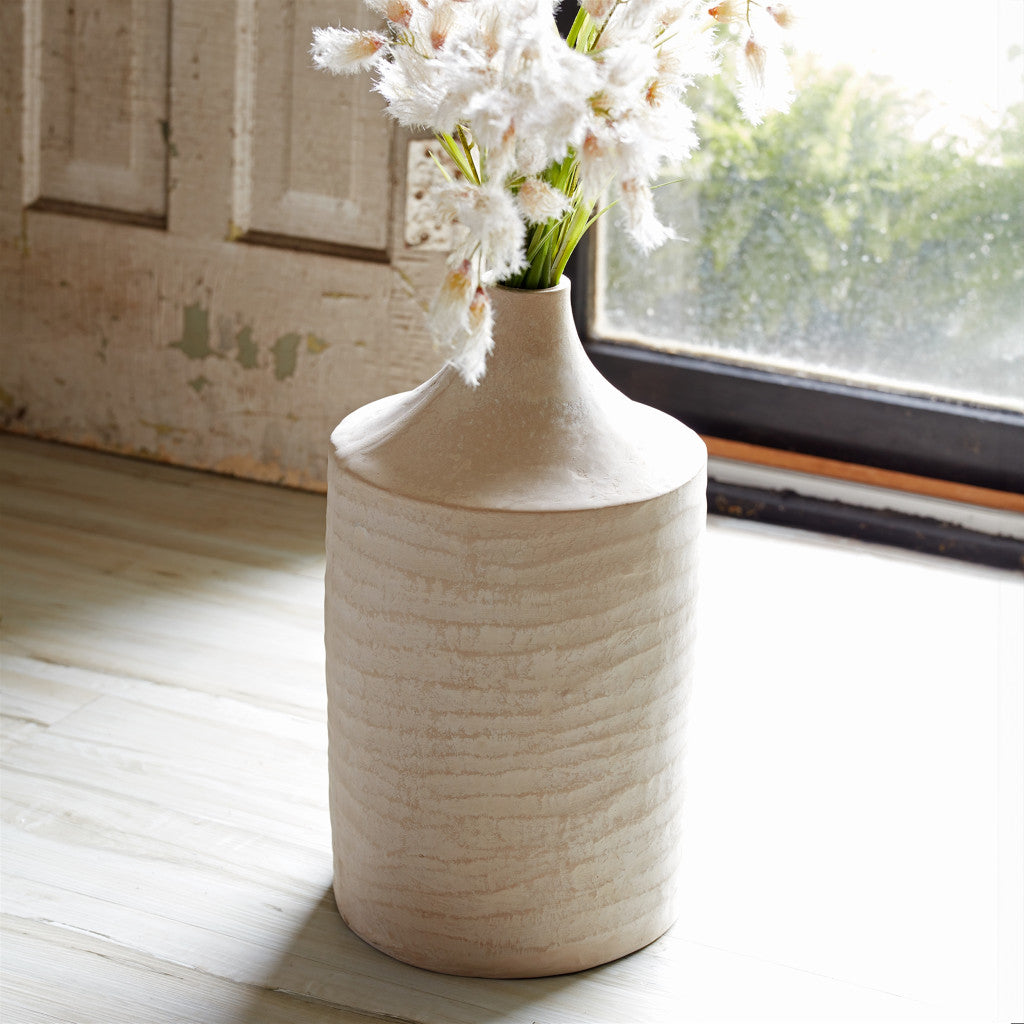 18" Beige Round Resin Floor Vase - Loft&Timber