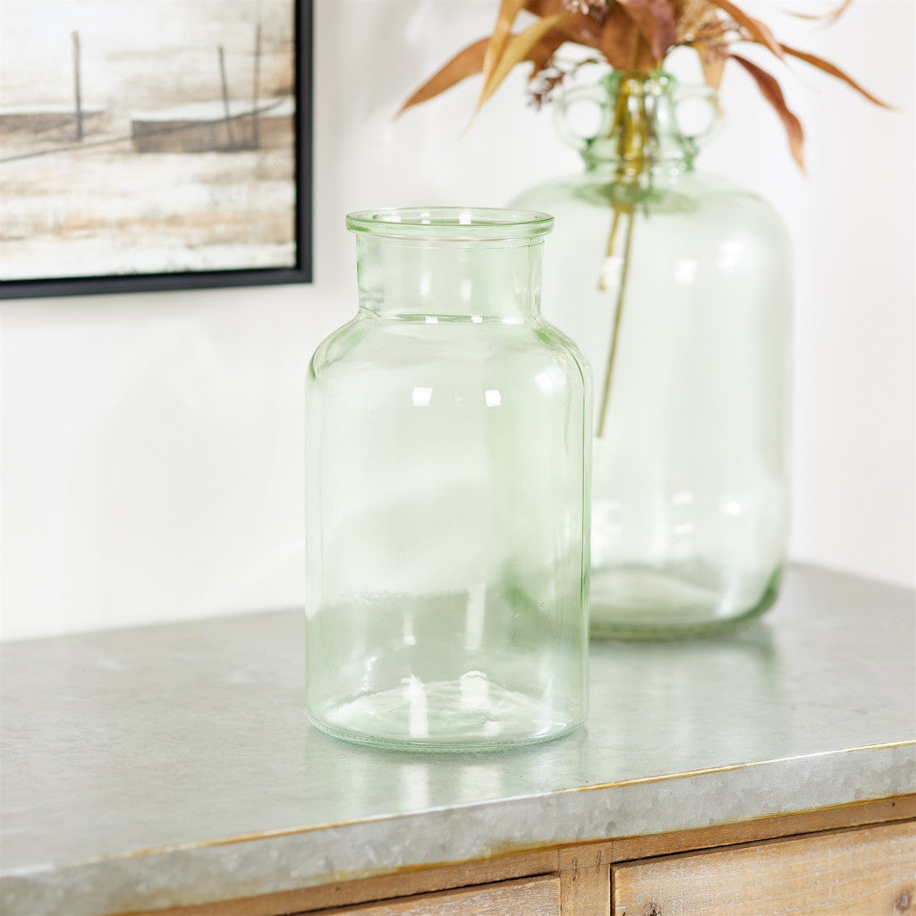 10" Green Round Glass Table Vase - Loft&Timber