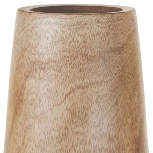 15" Brown Round Wood Floor Vase - Loft&Timber