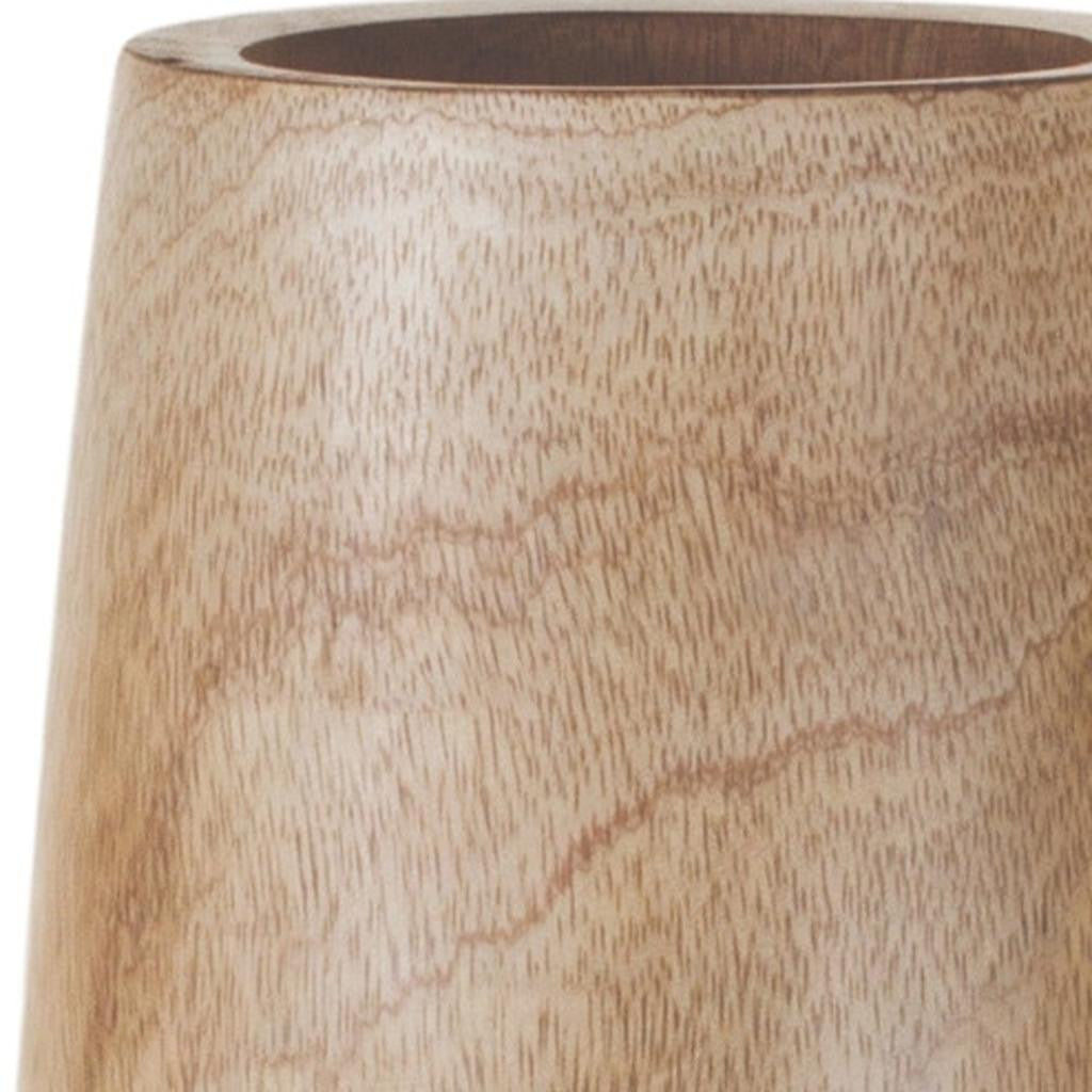 15" Brown Round Wood Floor Vase - Loft&Timber