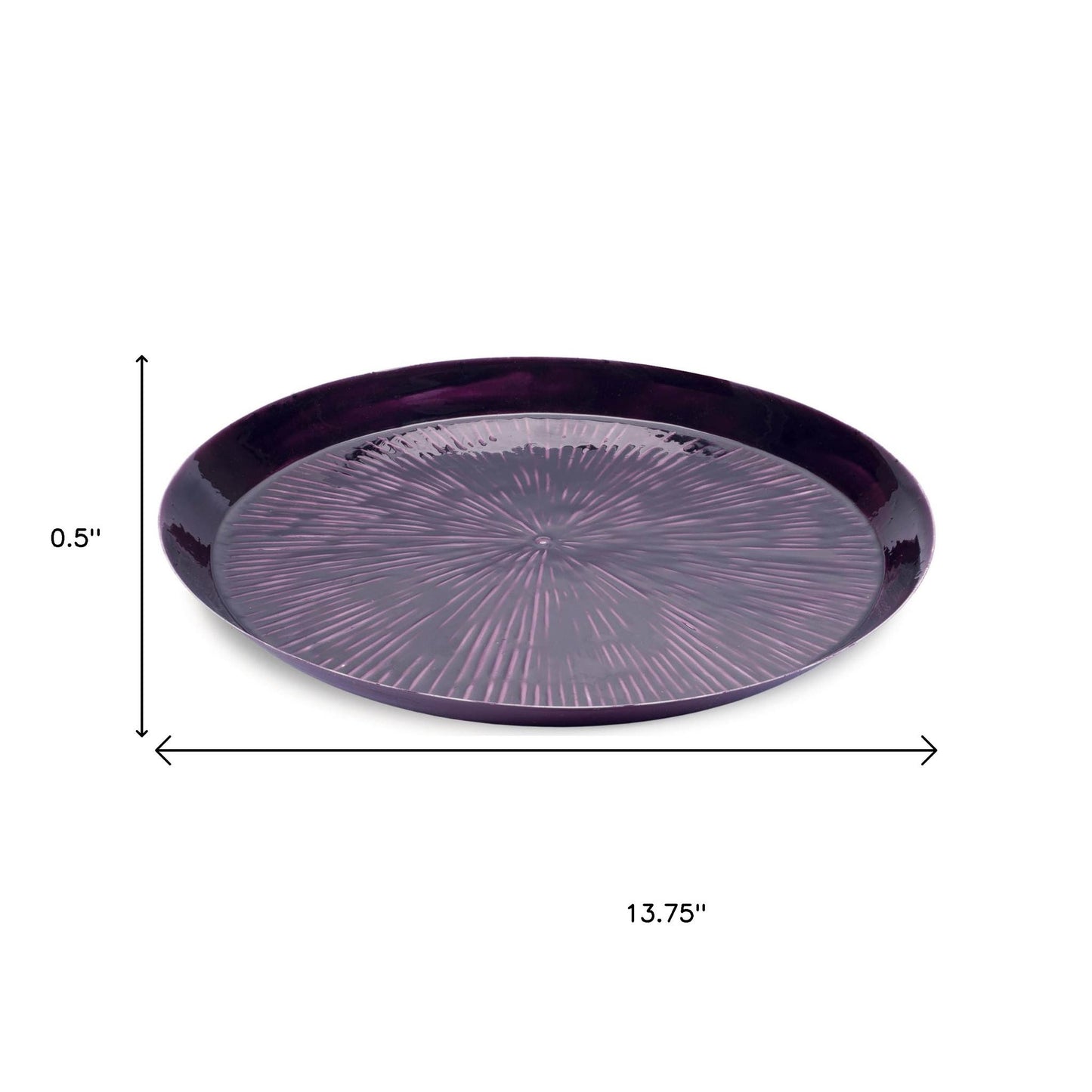 14" Purple Metal Etched Round Serving Tray - Loft&Timber