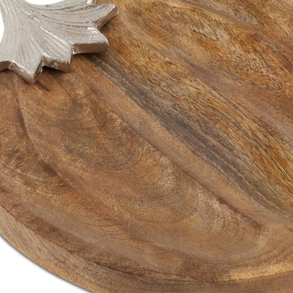12" Natural Solid Wood Pumpkin Serving Tray - Loft&Timber