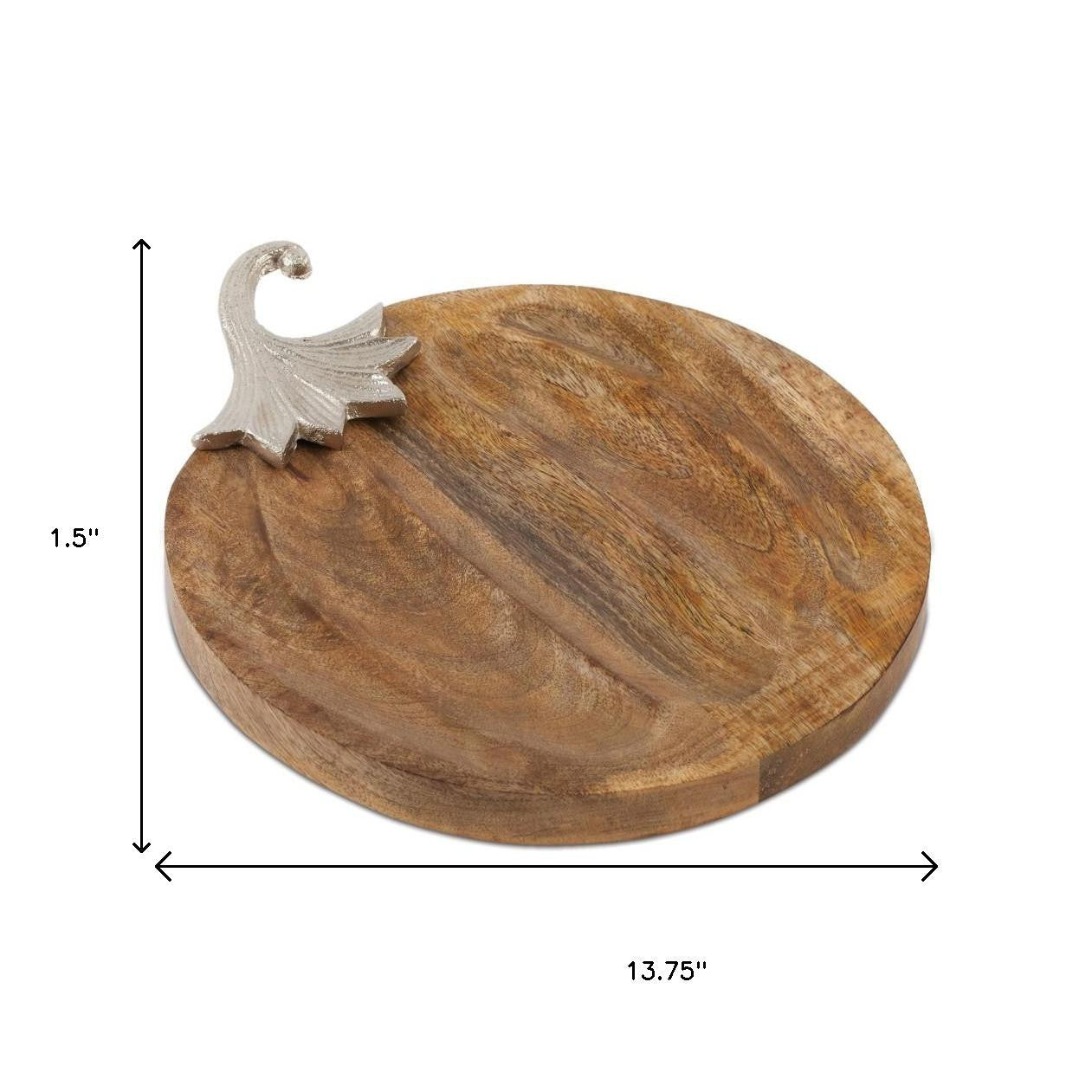 12" Natural Solid Wood Pumpkin Serving Tray - Loft&Timber