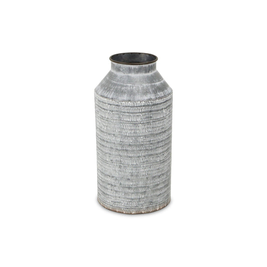13" Gray Cylinder Metal Jug Vase - Loft&Timber