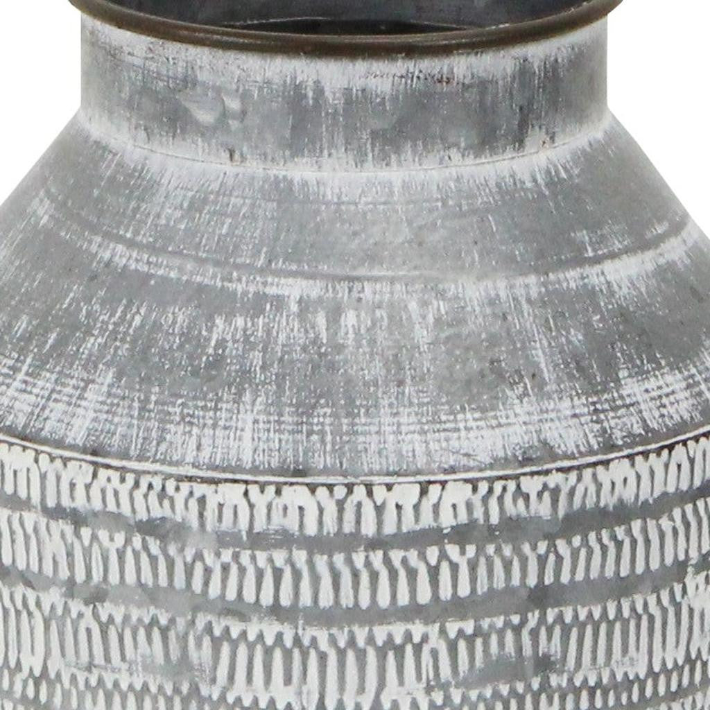 13" Gray Cylinder Metal Jug Vase - Loft&Timber