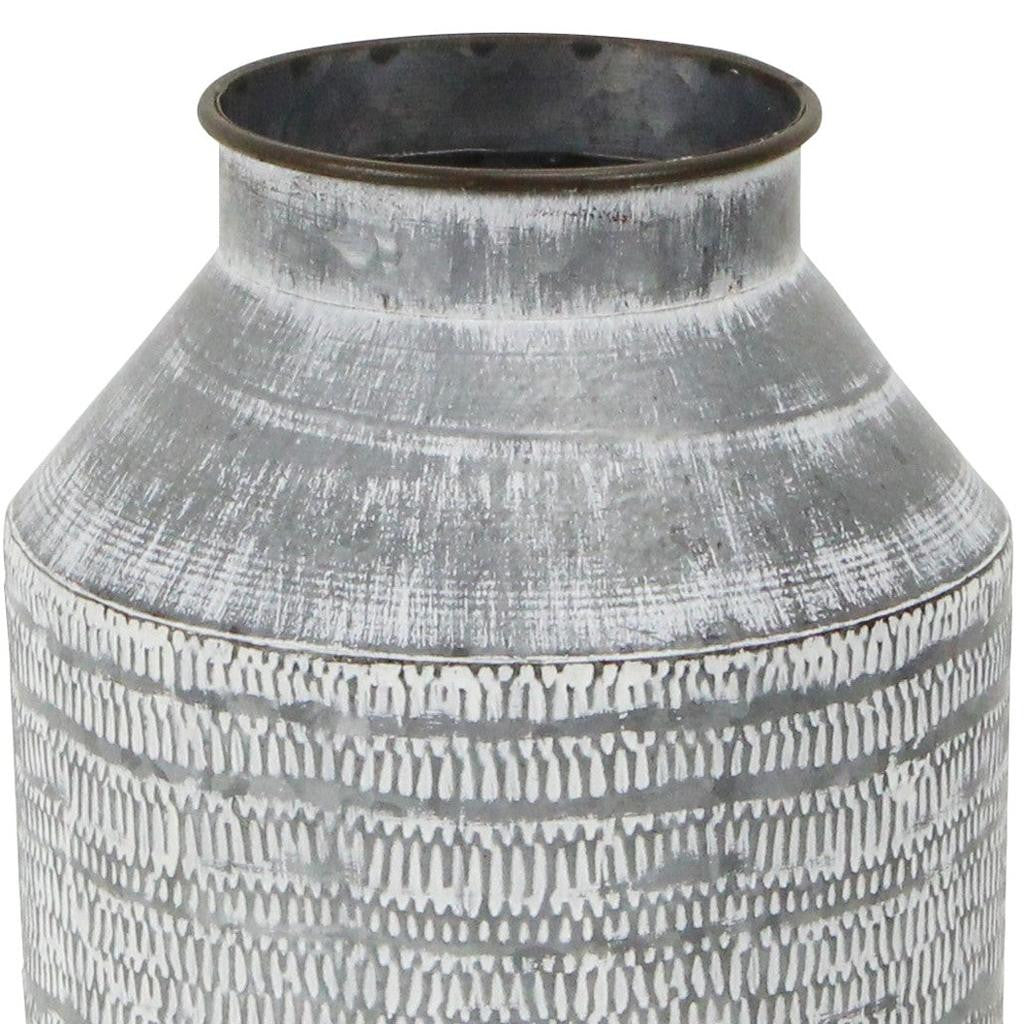 13" Gray Cylinder Metal Jug Vase - Loft&Timber