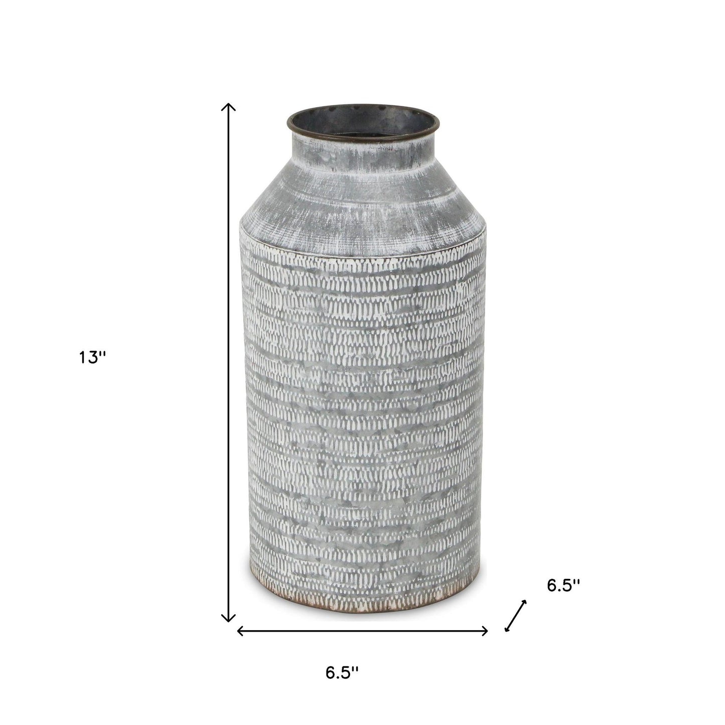 13" Gray Cylinder Metal Jug Vase - Loft&Timber
