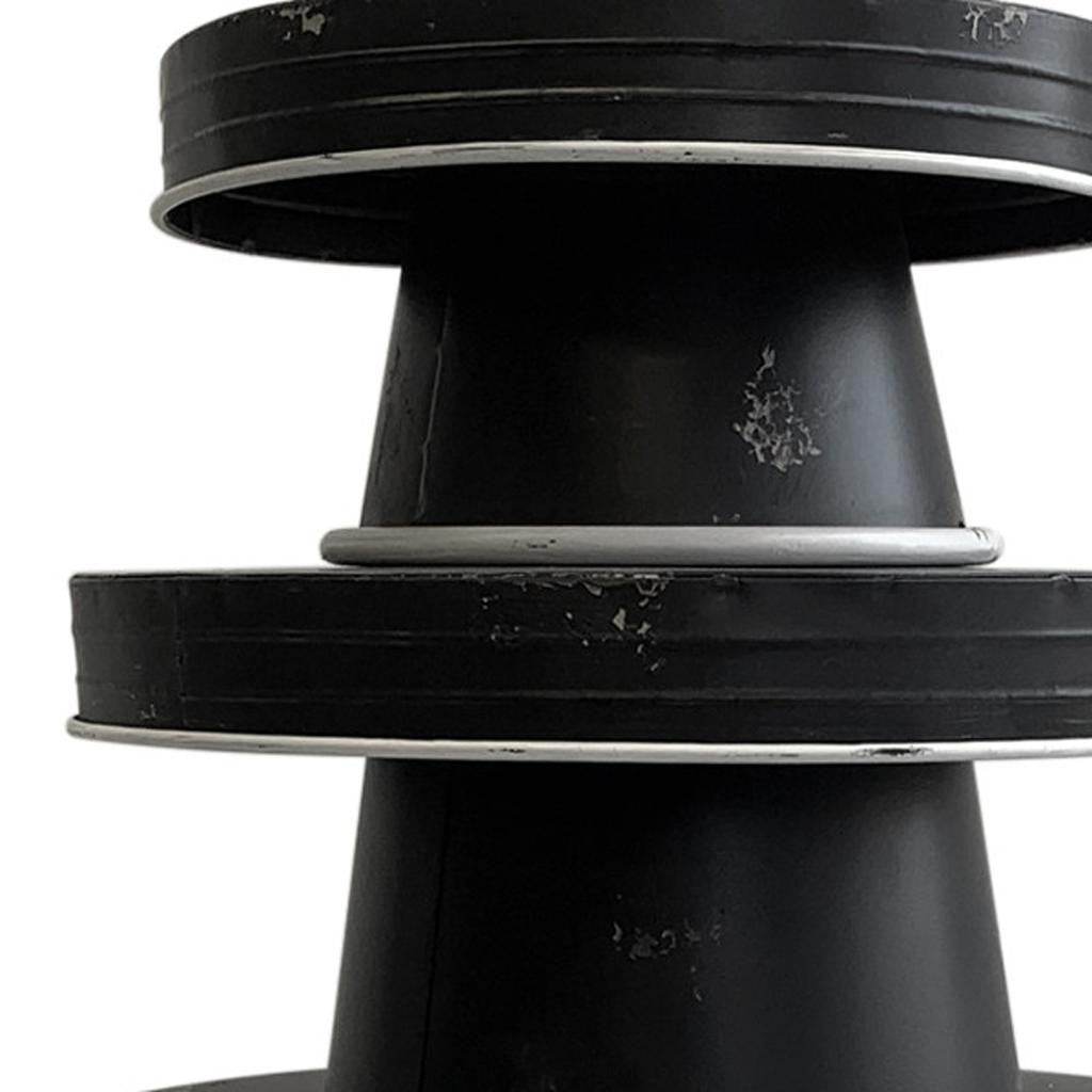 Set of Three Black And White Metal Round Cake Stand Risers - Loft&Timber