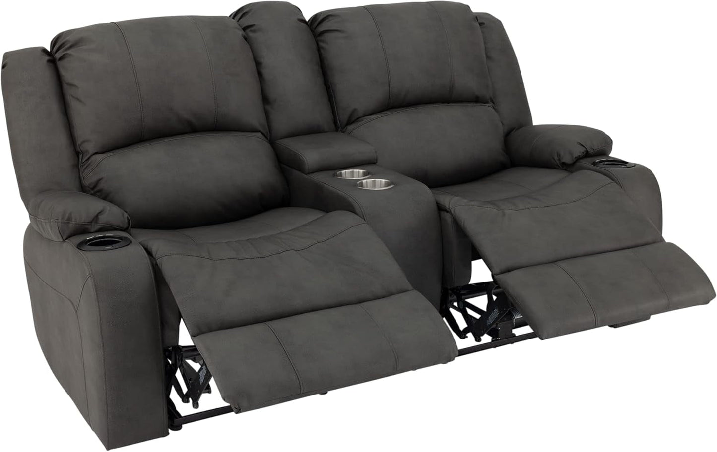 Charles 67" Powered Double RV Wall Hugger Recliner Sofa RV Loveseat with Upgraded 2023 Fabric (Gunemtal)-2