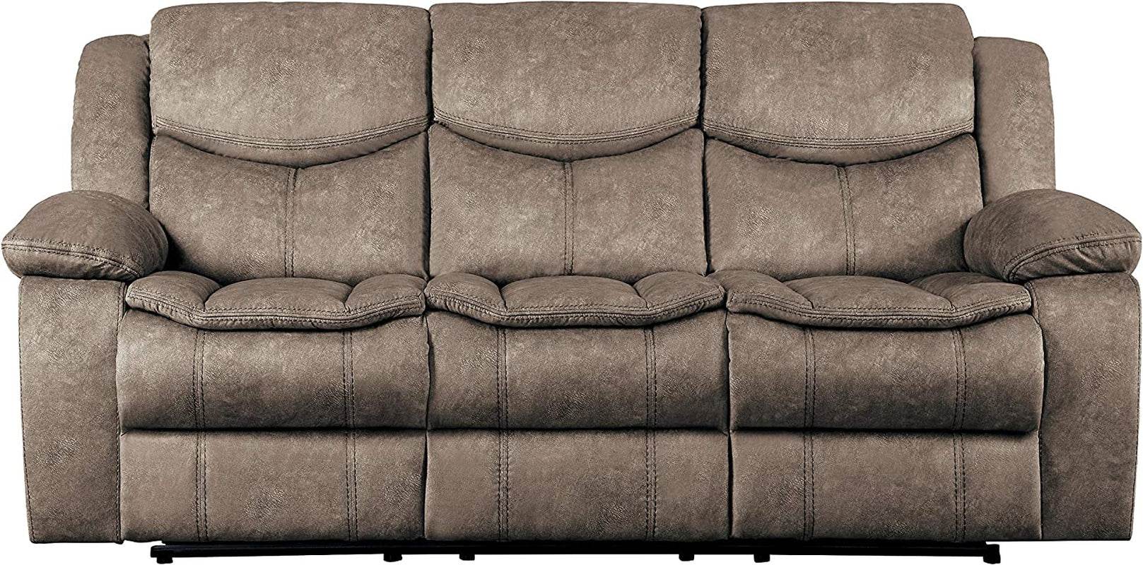 Bay Manual Double Reclining Sofa, Brown - Loft&Timber