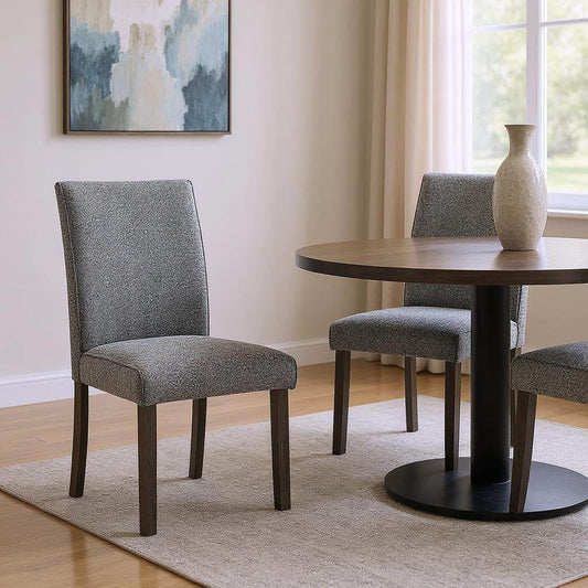 Set of Two Gray Upholstered Fabric Dining Side Chairs - Loft&Timber