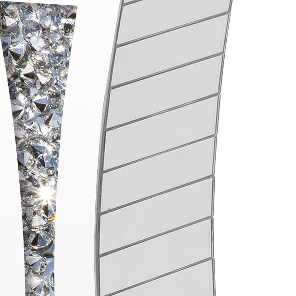 36" Silver Faux Crystal And Mirrored Glass Floor Vase-4