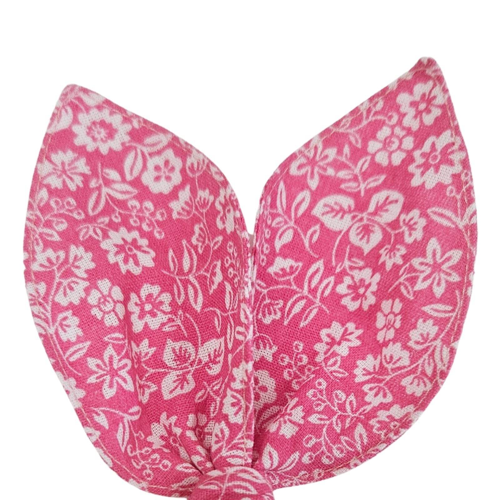 Maison Charlo | Easter Set of 4 Floral Pink White Bunny Ears Napkin Rings | Dining Table Decor - Loft&Timber