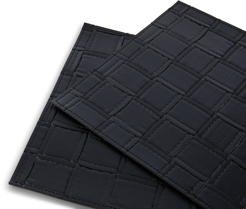 18" Set of Four Black Basketweave Faux Leather Placemats-4