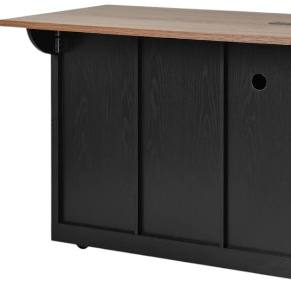 54" Black Wood Rolling Kitchen Island-5
