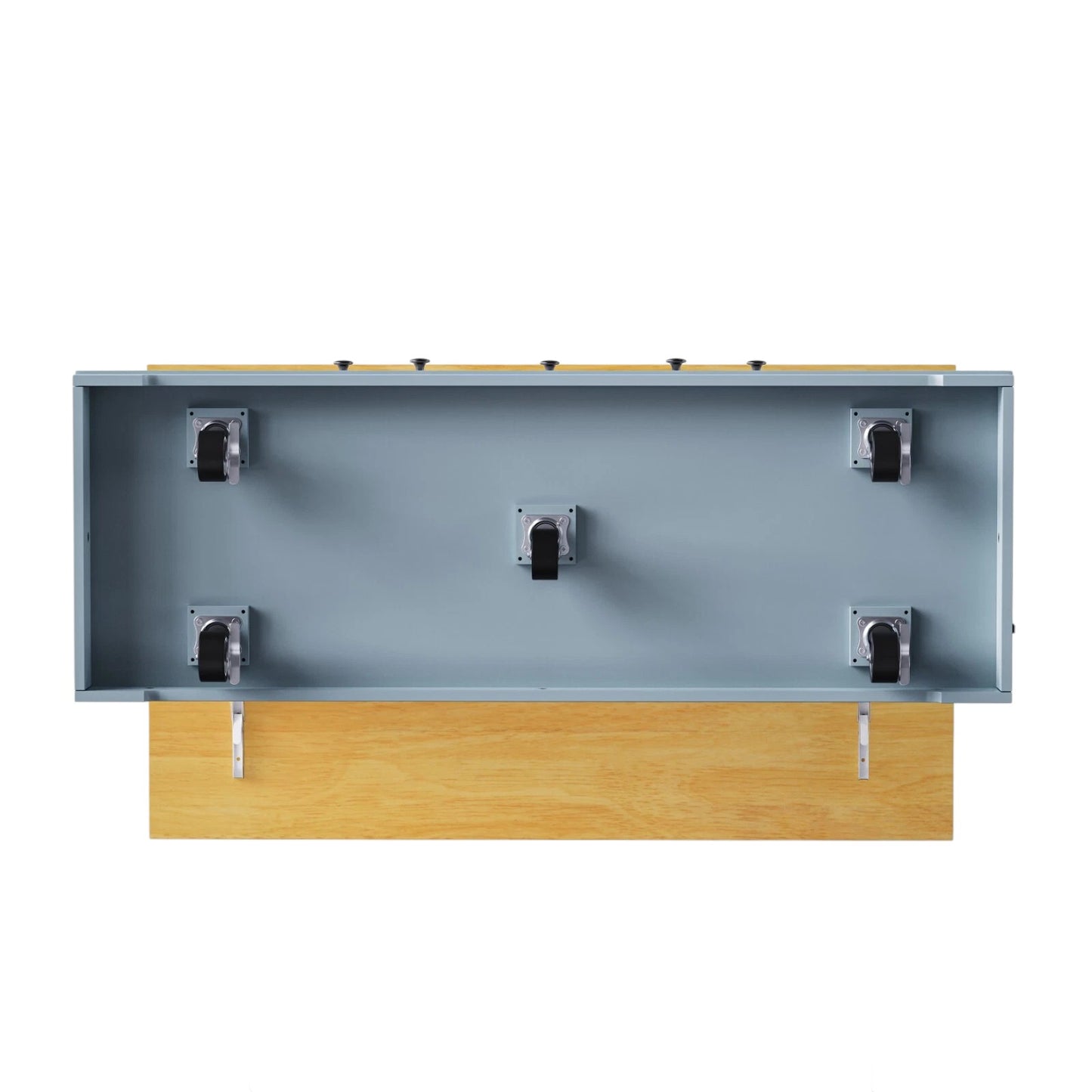 53" Light Blue Wood Rolling Kitchen Island With Storage-3