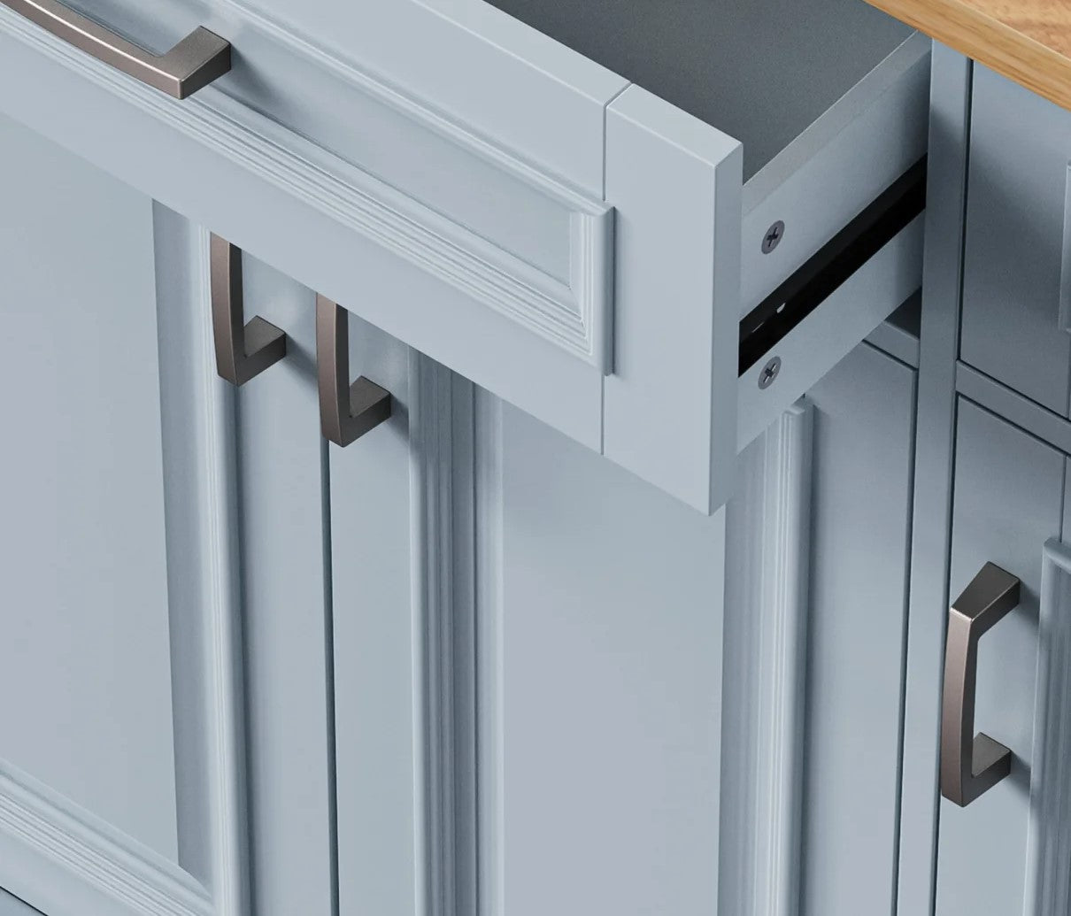 54" Light Blue Wood Rolling Kitchen Island With Storage-5