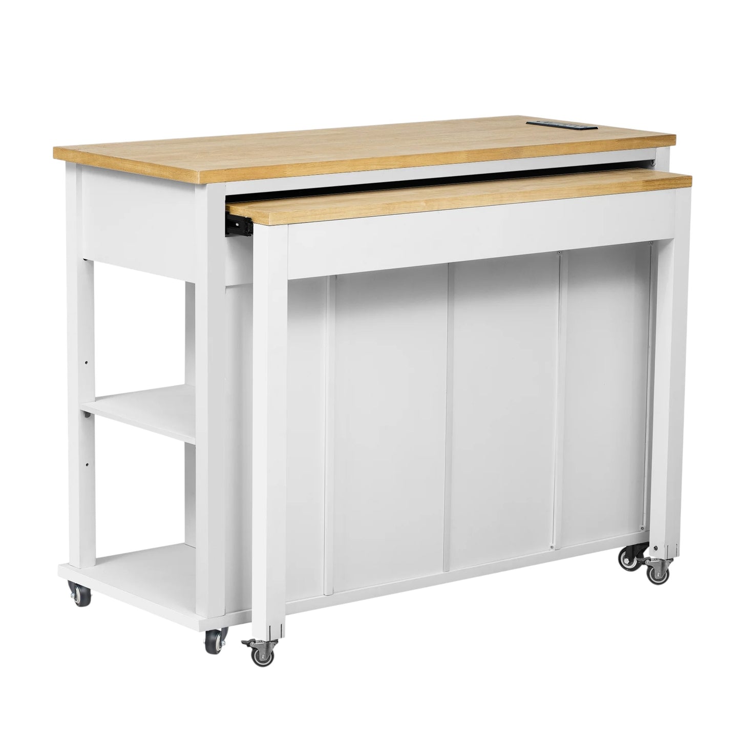 47" White Wood Rolling Kitchen Island With Storage-3