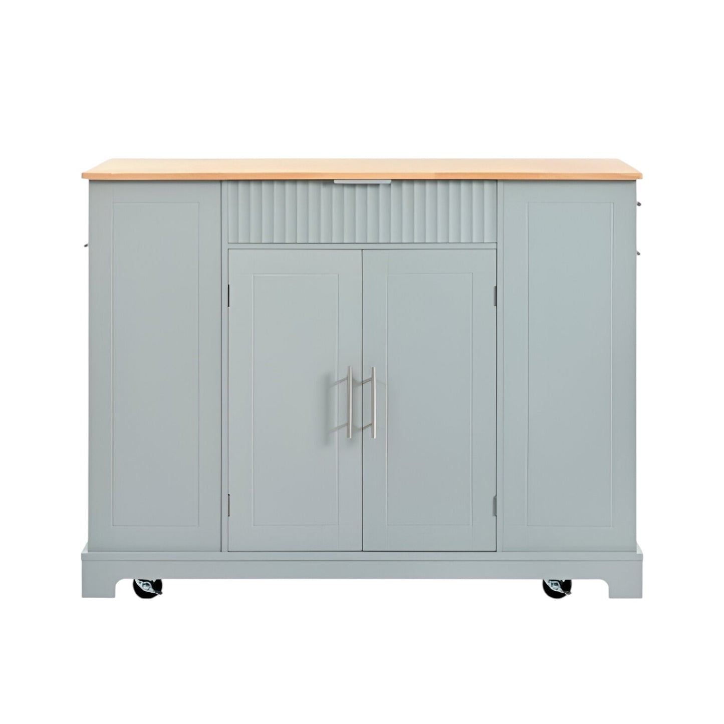 49" Light Blue Wood Rolling Kitchen Island With Storage-1