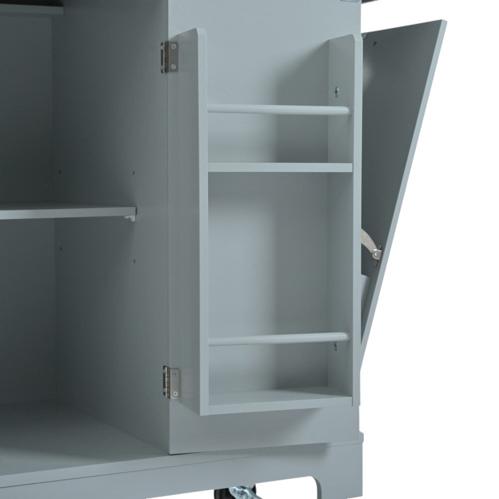 49" Light Blue Wood Rolling Kitchen Island With Storage-7