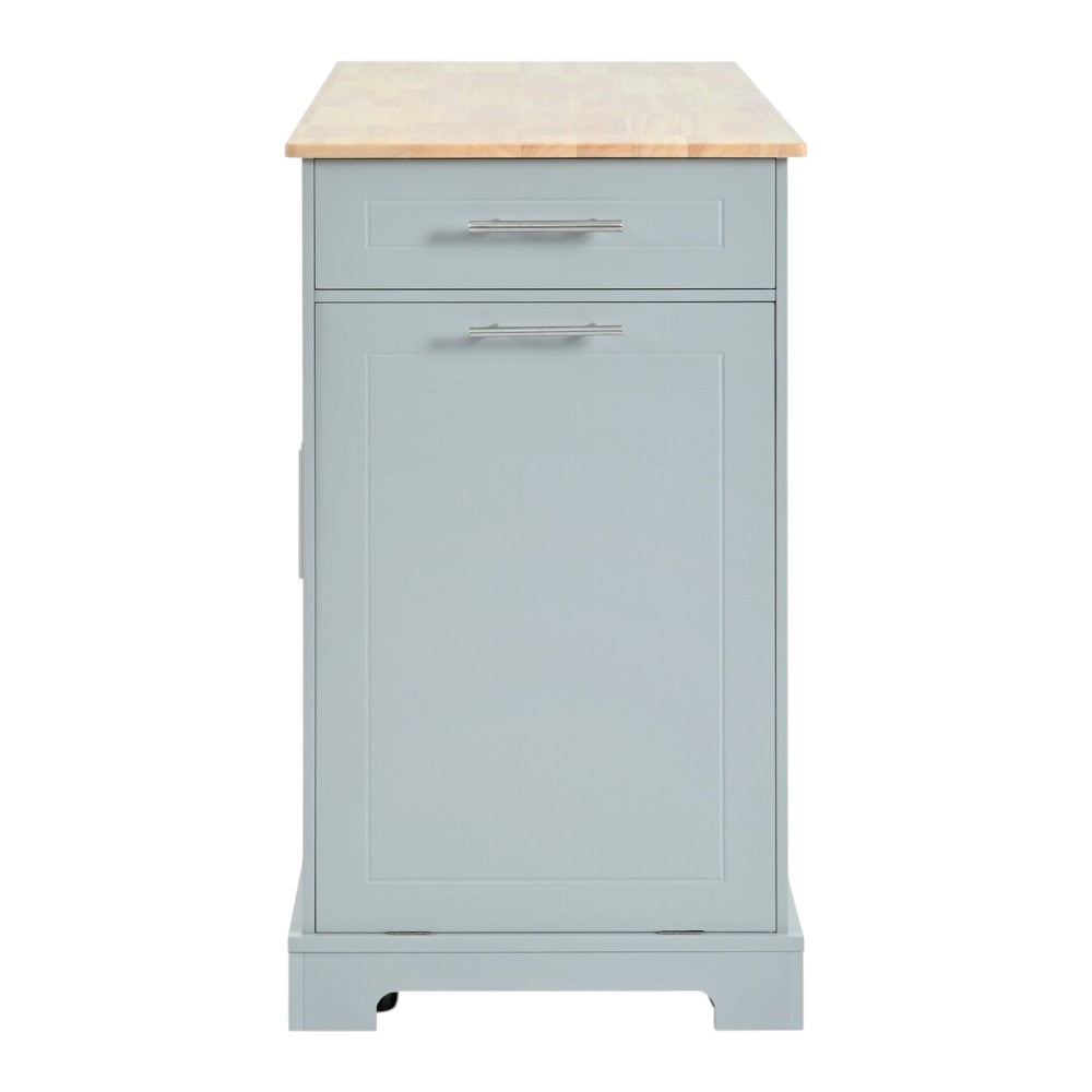 49" Light Blue Wood Rolling Kitchen Island With Storage-5