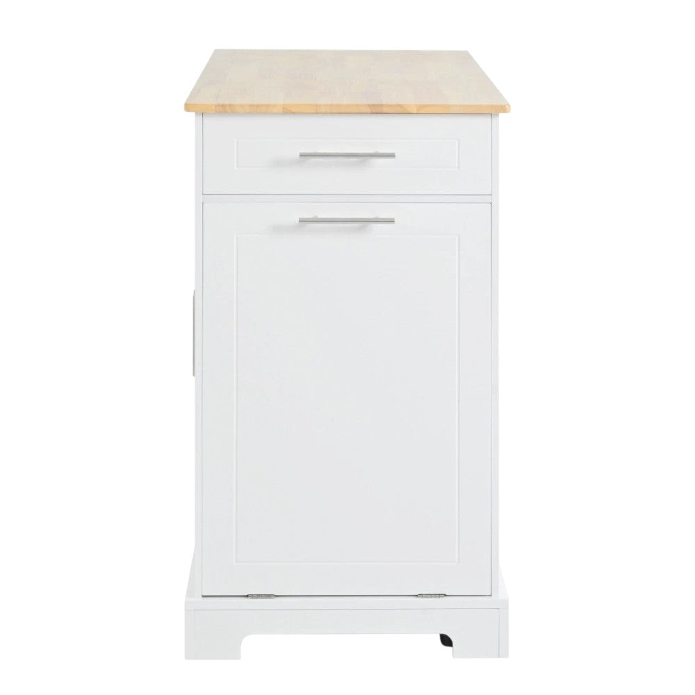 49" White Wood Rolling Kitchen Island With Storage-4