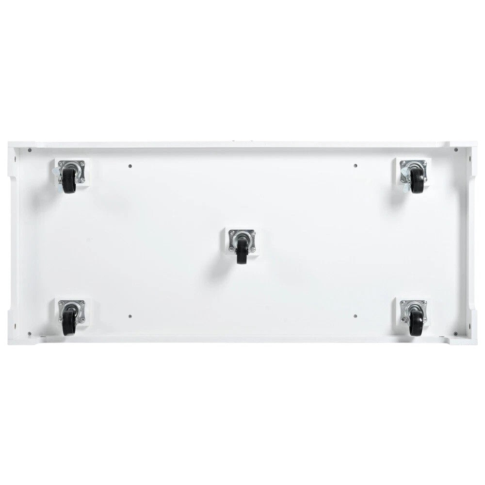 49" White Wood Rolling Kitchen Island With Storage-5