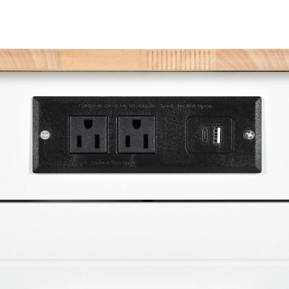 49" White Wood Rolling Kitchen Island With Storage-7