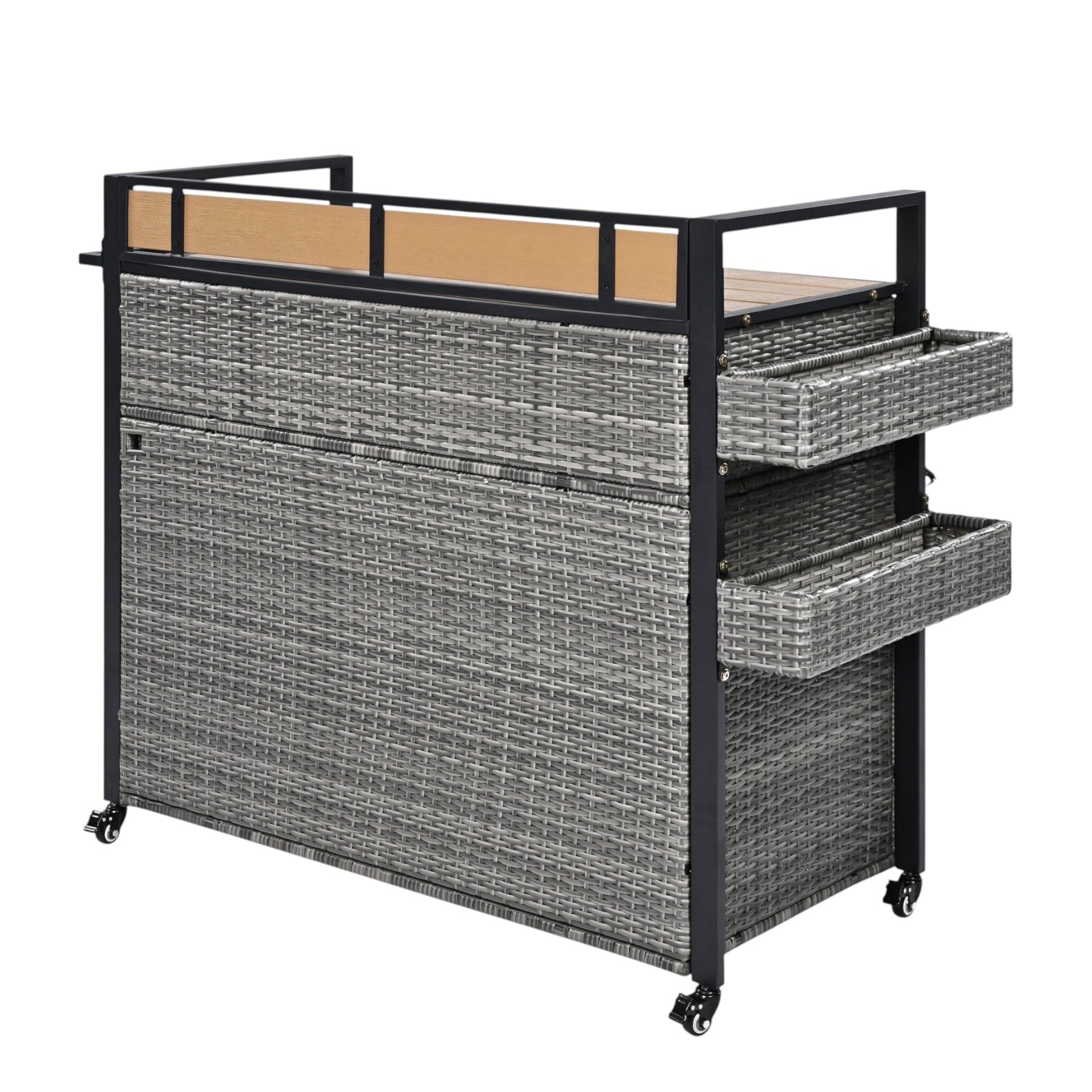 53" Gray Wood and Metal Rolling Kitchen Island With Storage-2