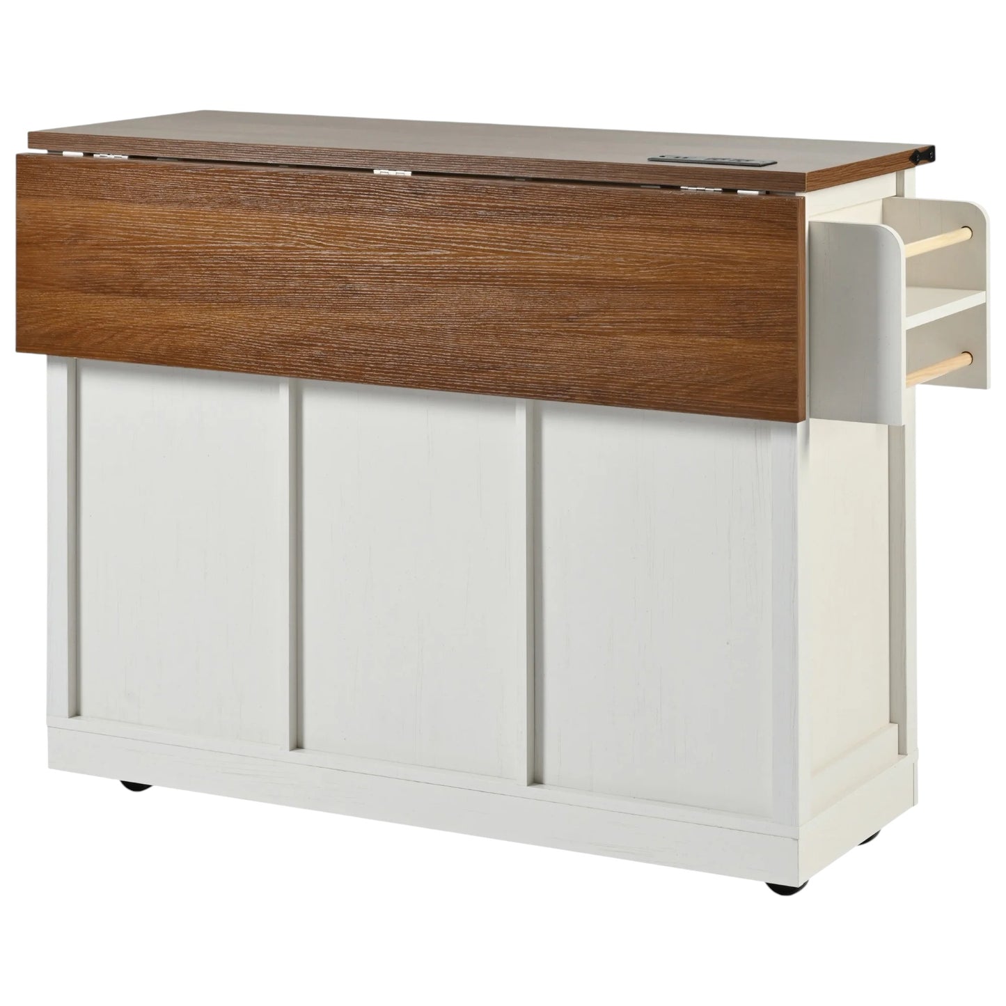 54" White Wood Rolling Kitchen Island-8