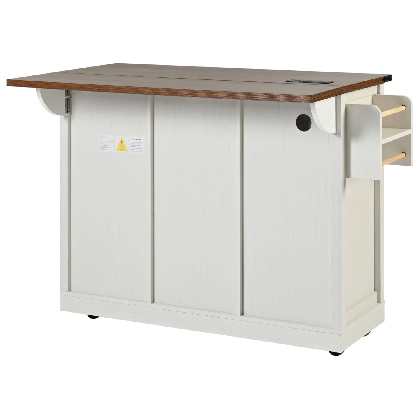 54" White Wood Rolling Kitchen Island-6