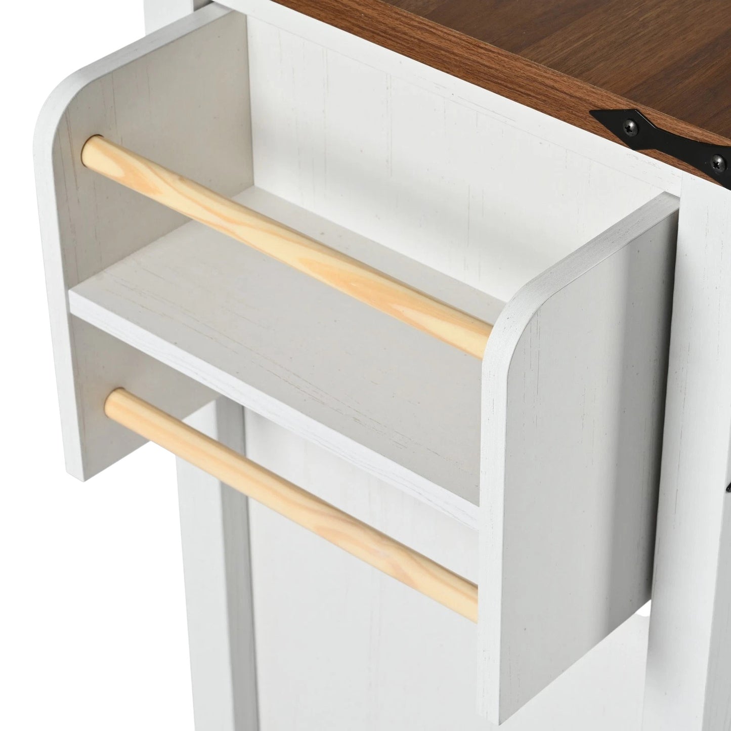 54" White Wood Rolling Kitchen Island-6