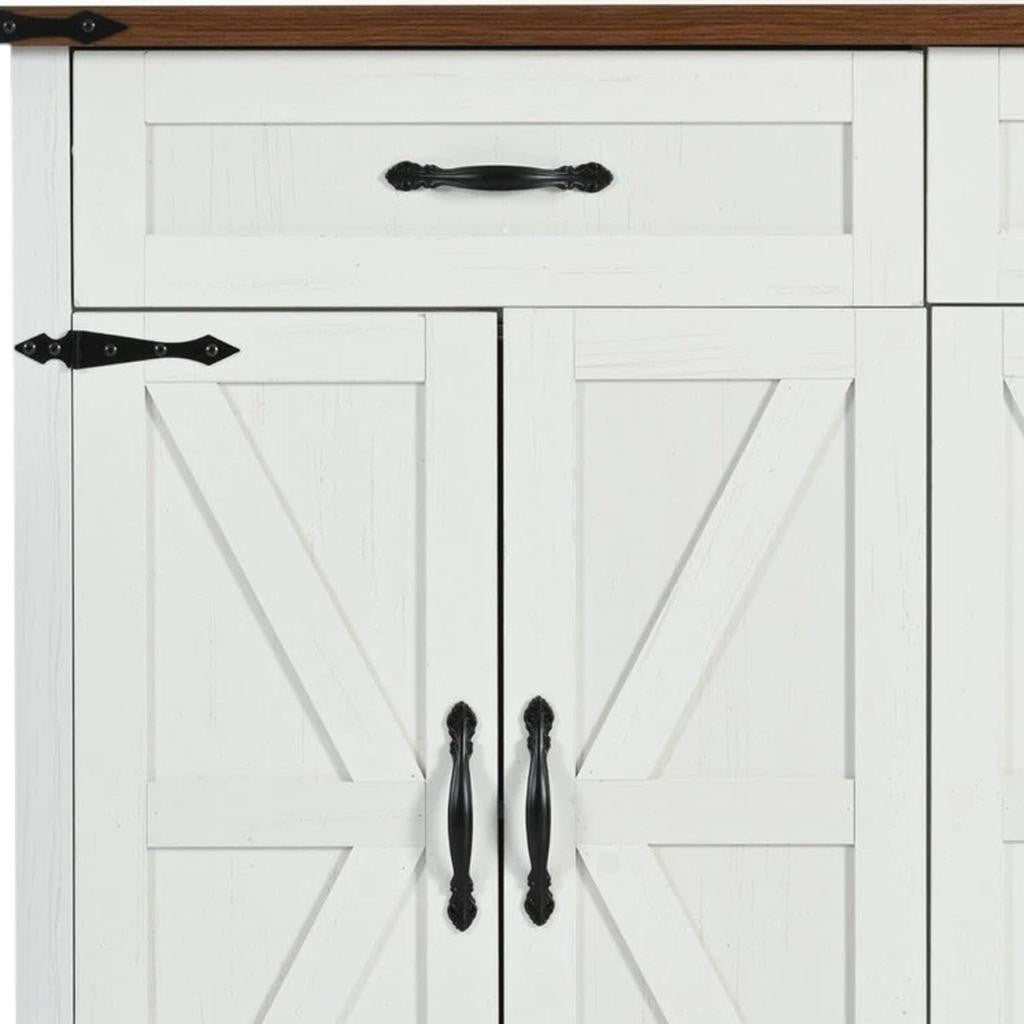 54" White Wood Rolling Kitchen Island-5