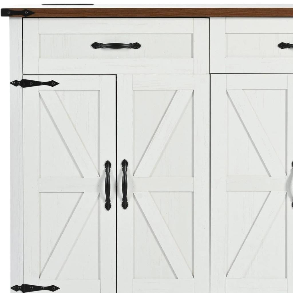 54" White Wood Rolling Kitchen Island-7