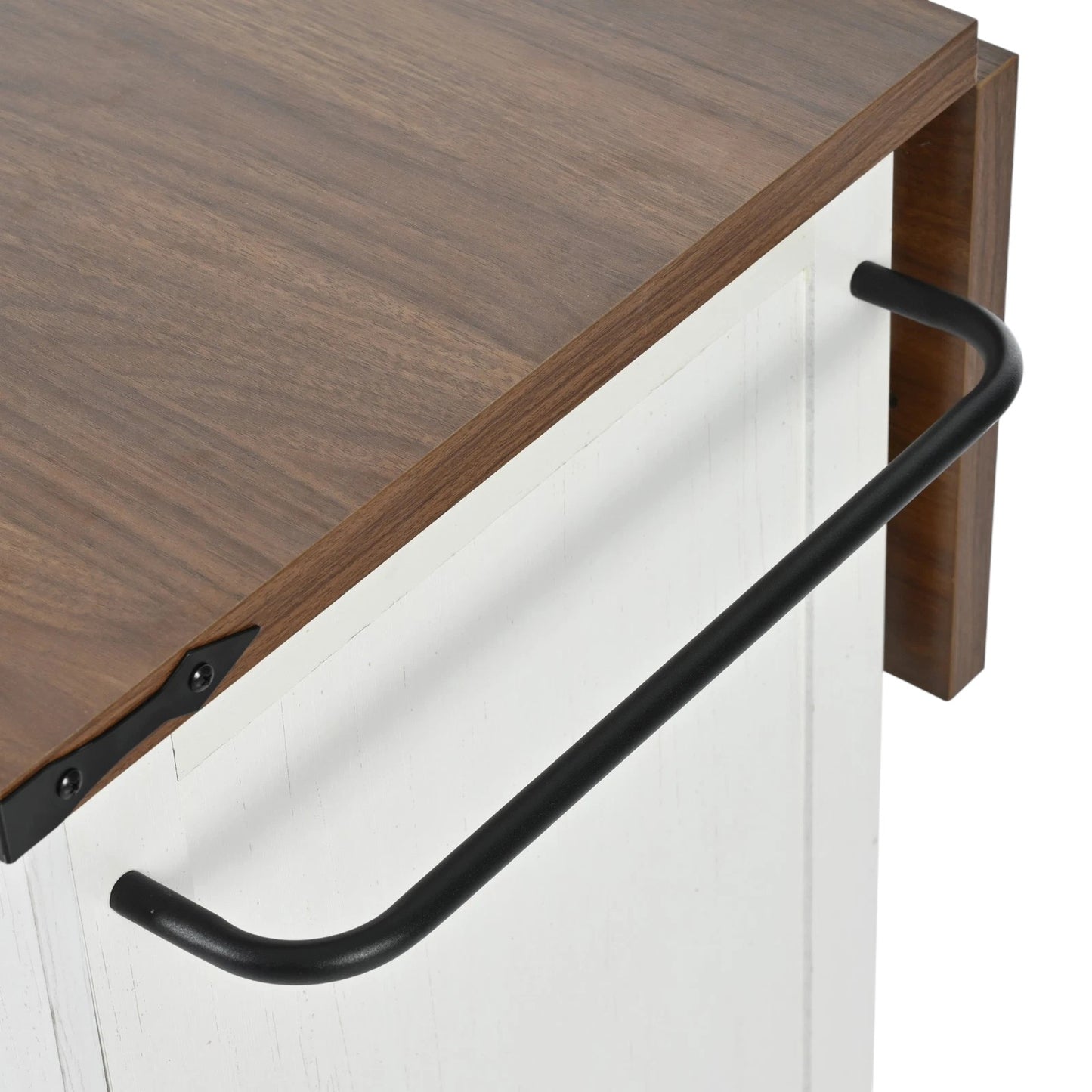 55" White Wood Rolling Kitchen Island-5