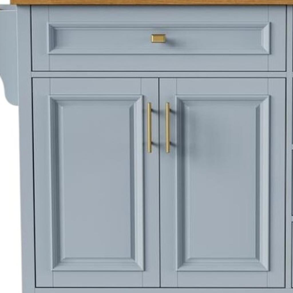 52" Light Blue Wood Rolling Kitchen Island-7